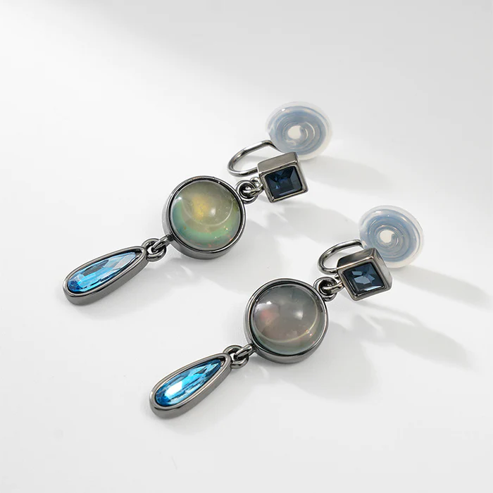 Boucles d'oreilles vintage en cristal bleu