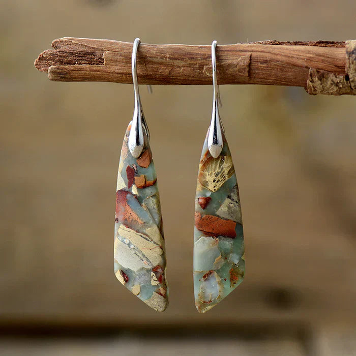 Boucles d'oreilles en pierre naturelle antique | Or
