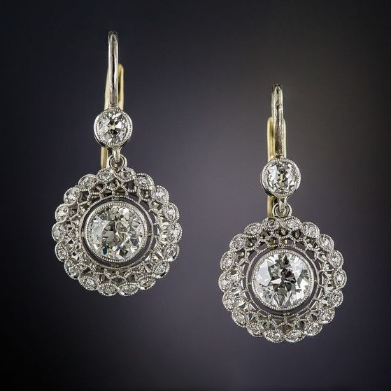 Boucles d'oreilles en zirconium vintage Mandala