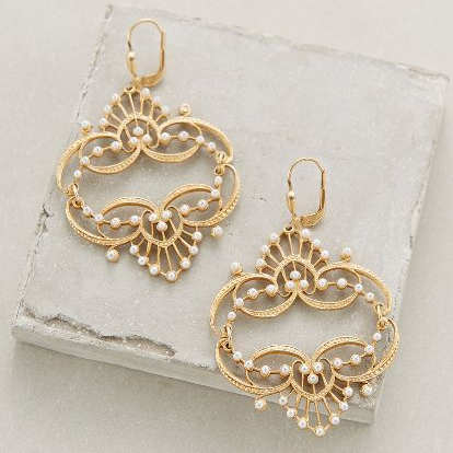 Boucles d'oreilles en perles dorées vintage Mandala