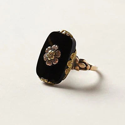 Bague en Pierre Noire Vintage | Or