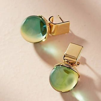 Boucles d'oreilles vintage en cristal vert doré