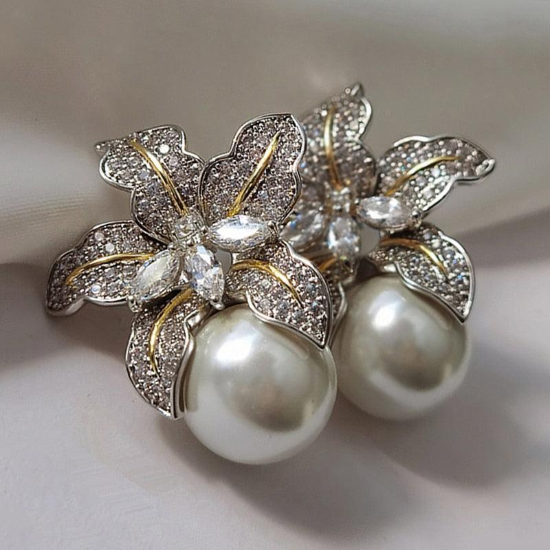 Boucles d'oreilles en perles de fleurs élégantes