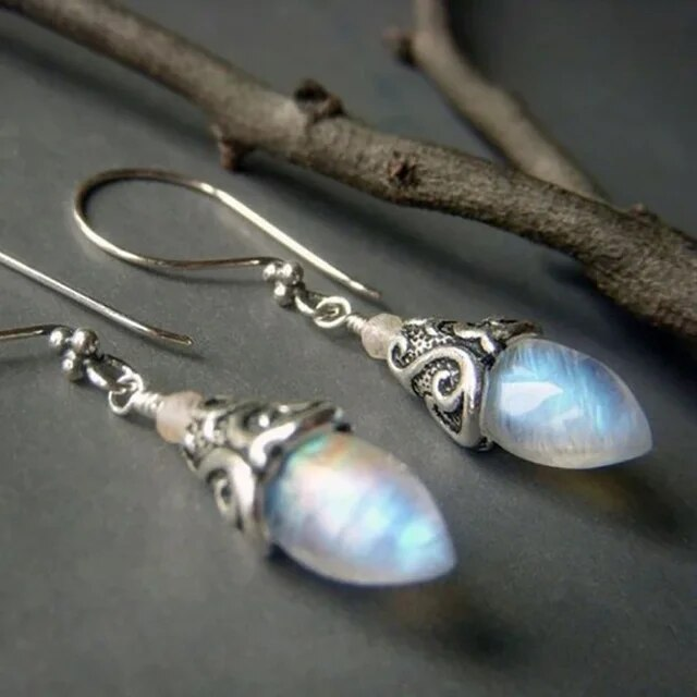 Boucles d'oreilles vintage en pierre de lune