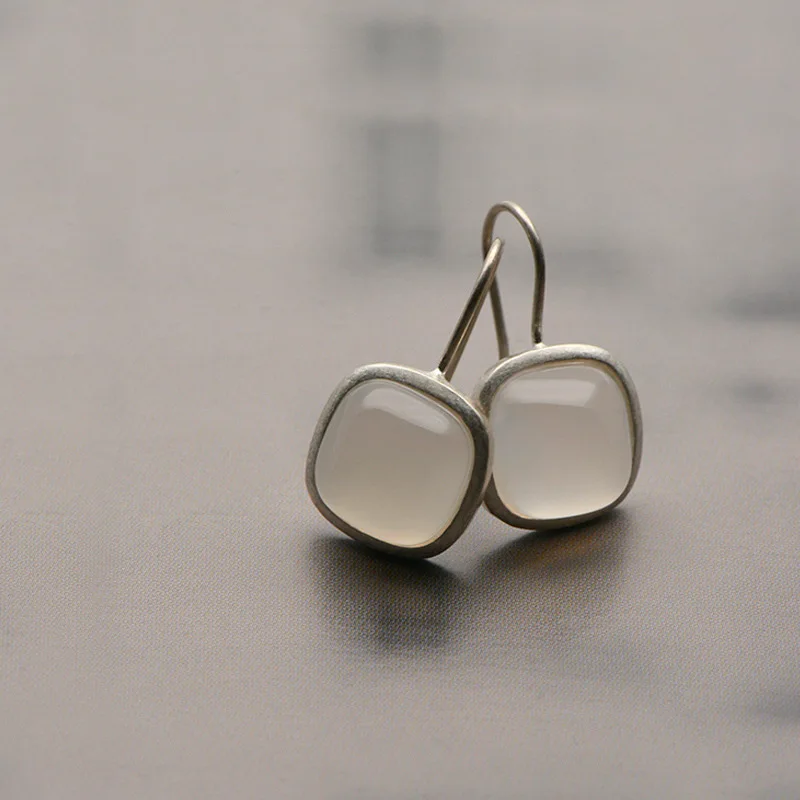 Boucles d'oreilles en cristal de pierre de lune vintage