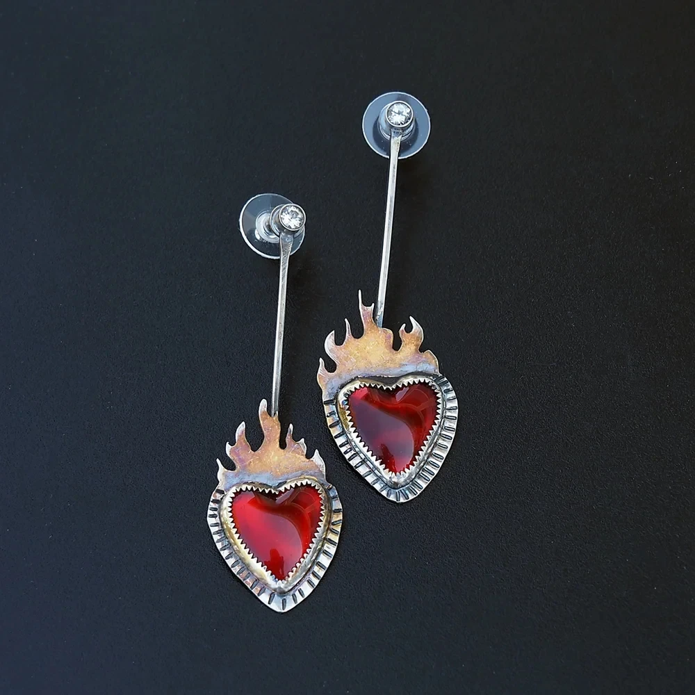 Boucles d'oreilles Vintage Cœur de Feu