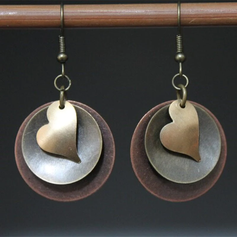 Boucles d'oreilles rondes en cœur doré vintage
