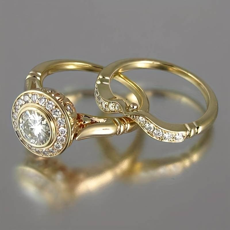 Pack de Bagues en Or Vintage et Zirconia