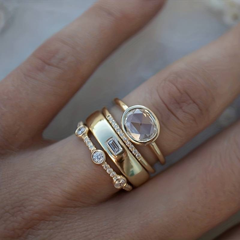 Ensemble de Bagues en Or et Zircon