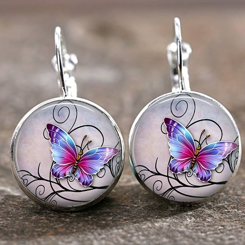 Boucles d'oreilles en cristal vintage en forme de papillon