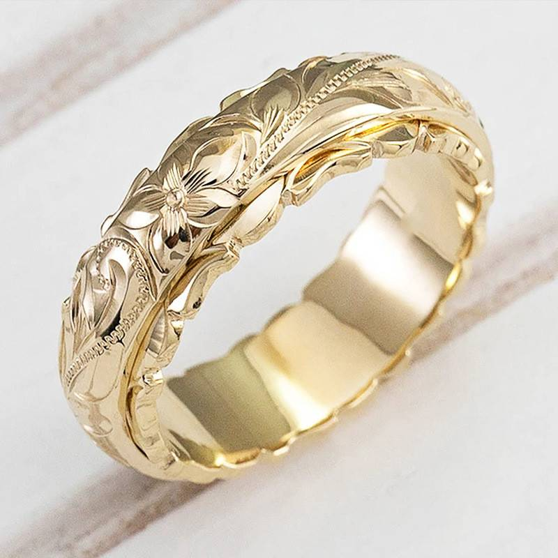 Bague Vintage en Or avec Fleurs