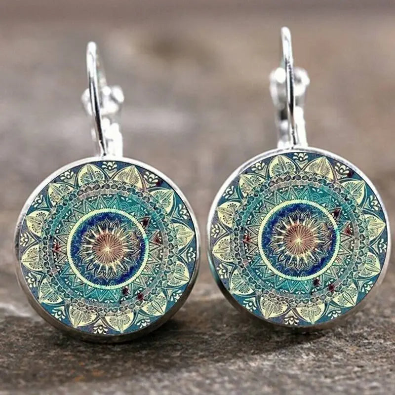 Boucles d'oreilles vintage en mandala rond