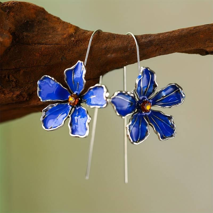 Boucles d'oreilles vintage fleurs bleues