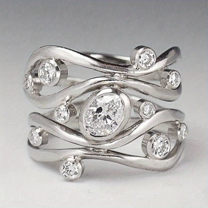 Bague irrégulière en argent vintage et zircon