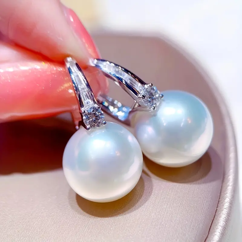 Boucles d'oreilles en perles élégantes en argent brillant