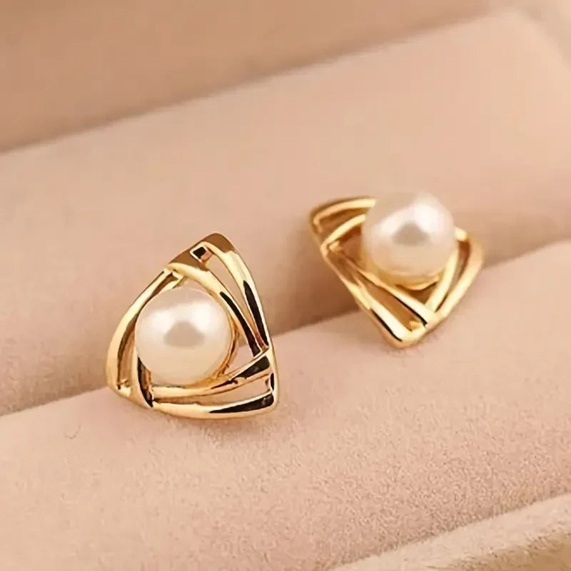 Boucles d'oreilles en perles exquises et en or | Or
