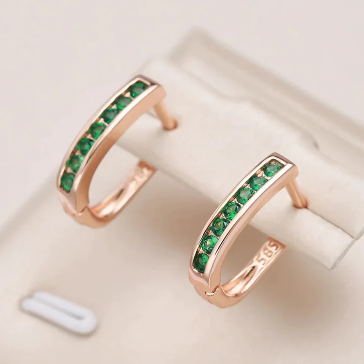 Boucles d'oreilles en zirconia inlay vert élégant