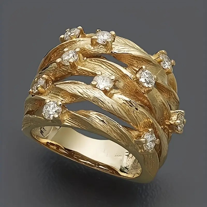 Bague en Zirconia Doré Superposé