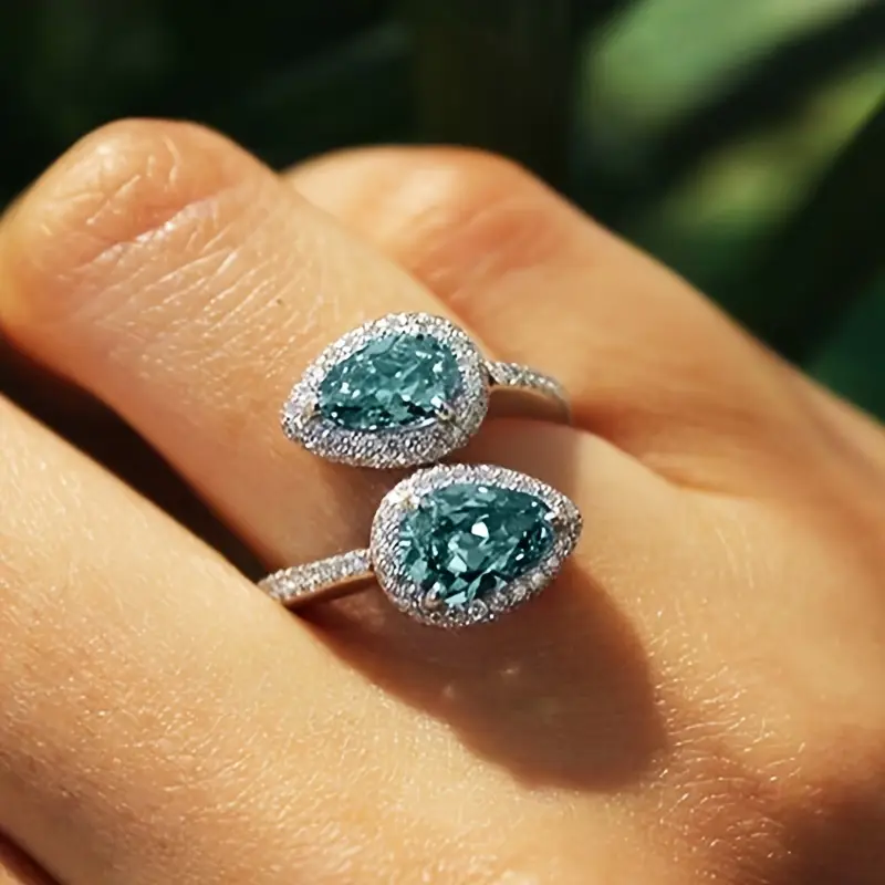 Bague en Zirconium Bleu Ouvert