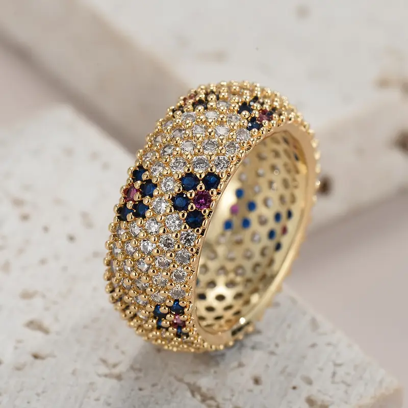 Bague en Or avec Zirconia Vintage Bleu et Violet