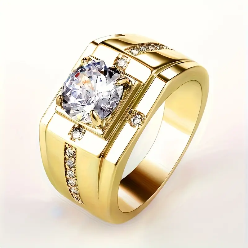 Bague Fine en Zirconia Doré