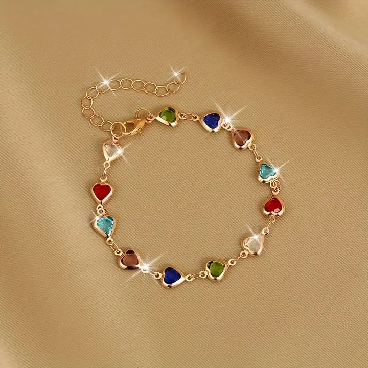 Bracelet en Or Cœur Coloré