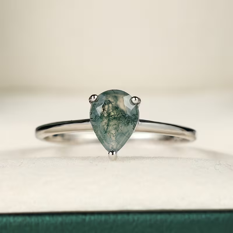Bague en Argent avec Pierre d'Agate Mousse