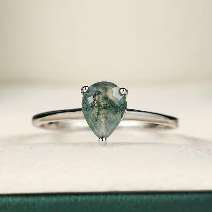 Bague en Argent avec Pierre d'Agate Mousse