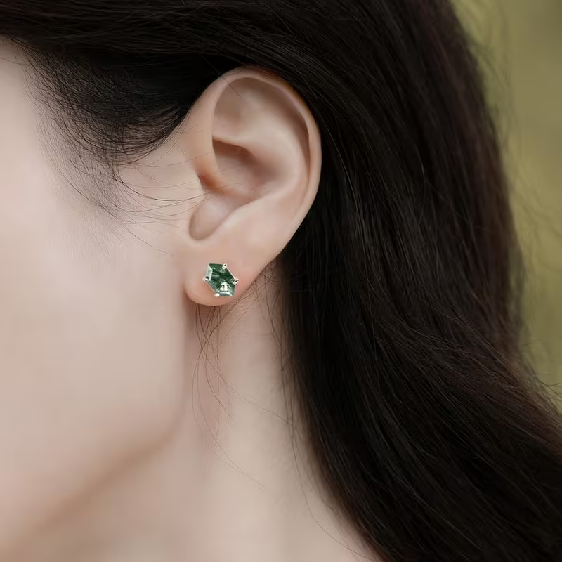Boucles d'oreilles en agate mousse