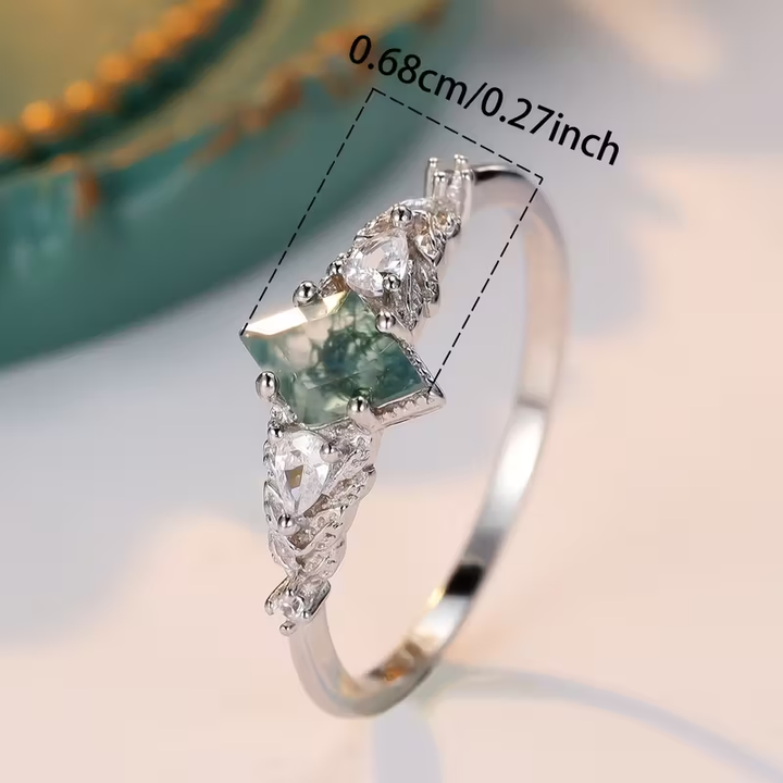 Bague en Argent Bright avec Pierre d'Agate Mousse