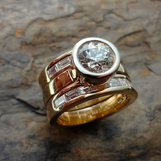 Bague en verre superposée vintage