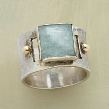 Bague en Pierre de Lune Carrée Verte Vintage