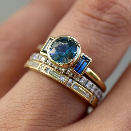 Bague Vintage Bleue Élégante Set