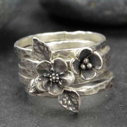 Bague en Argent Vintage Fleurie