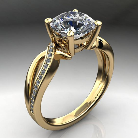 Bague tressée en or avec zirconia vintage