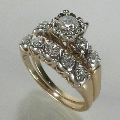 Bague Vintage en Or Pailleté