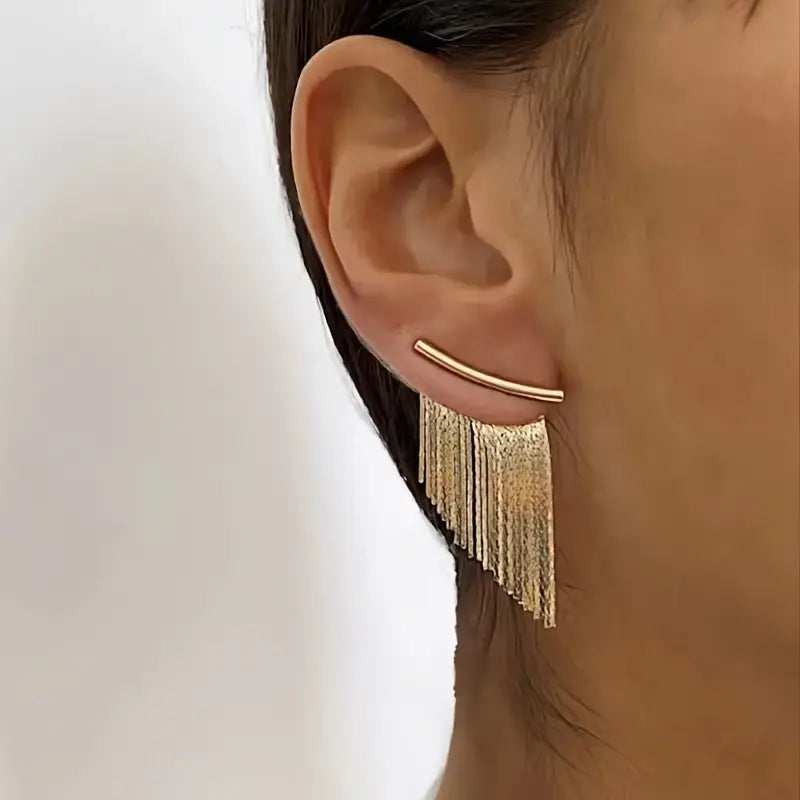 Boucles d'oreilles en rideau doré vintage