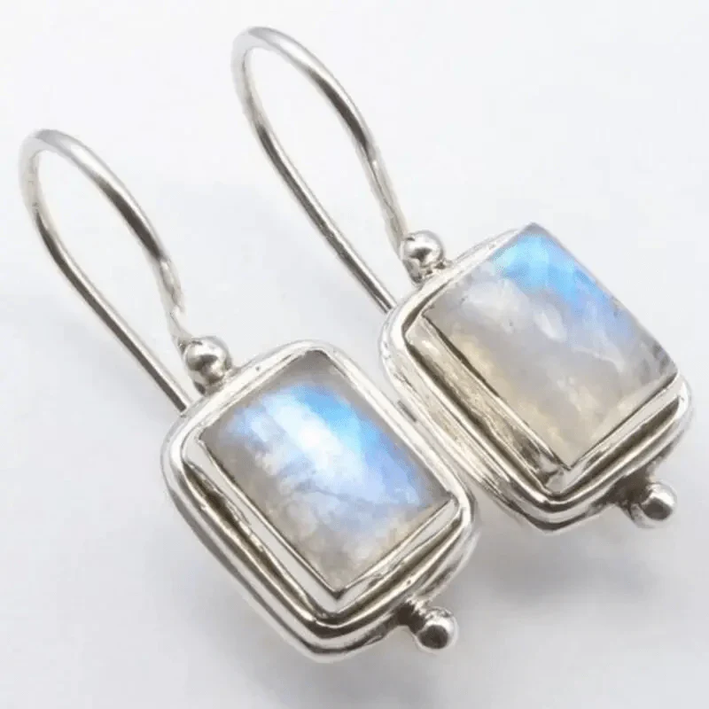 Boucles d'oreilles en Cubic Zirconia avec Pierre de Lune Vintage
