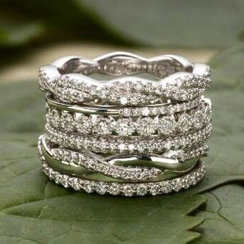 Bague en Argent Zirconia Vintage à Couches