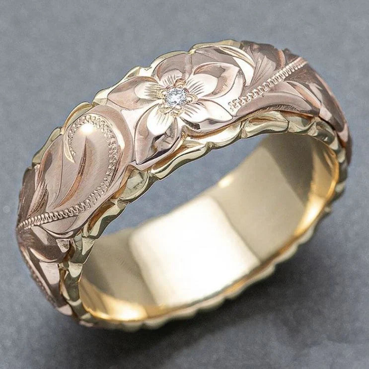 Bague en Or avec Fleur de Rose Vintage