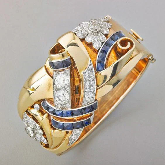 Bague Vintage en Or avec Zirconia Bleu