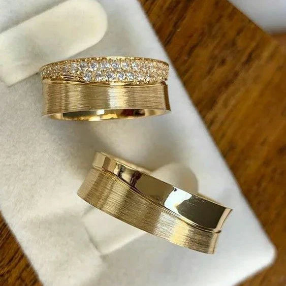 Ensemble Vintage Doré Anneaux Brillants