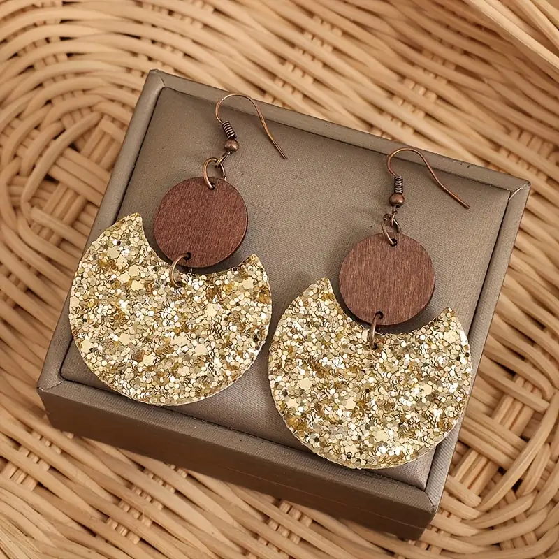 Boucles d'oreilles rondes vintage marron