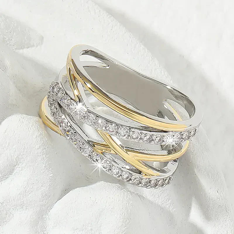 Bague Zirconia Radiance SilverGold | Or Mixte