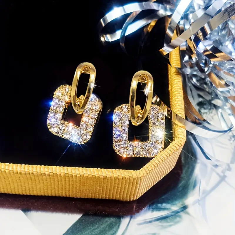 Boucles d'oreilles carrées dorées Bright Hollow