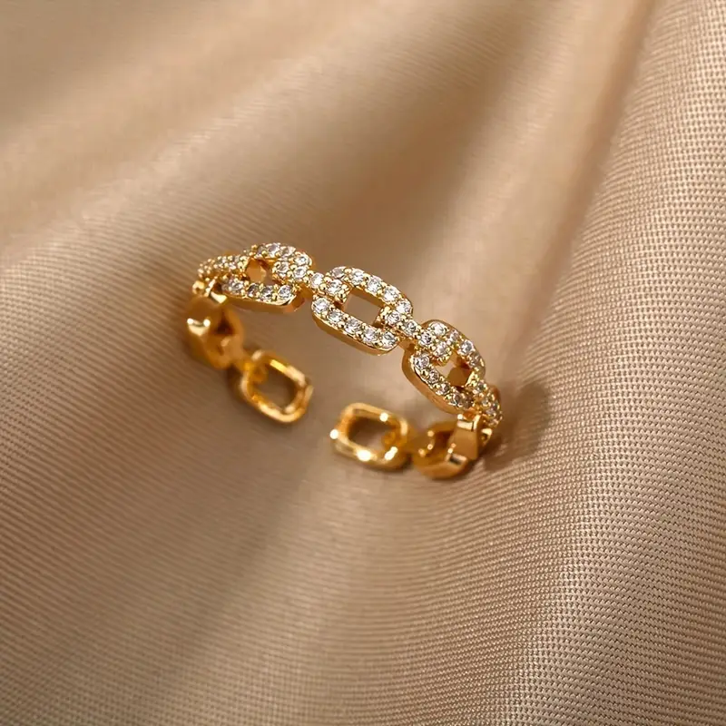 Bague Chaîne Dorée Éclatante