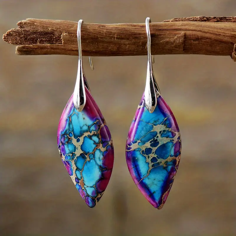Boucles d'oreilles en pierre naturelle violette
