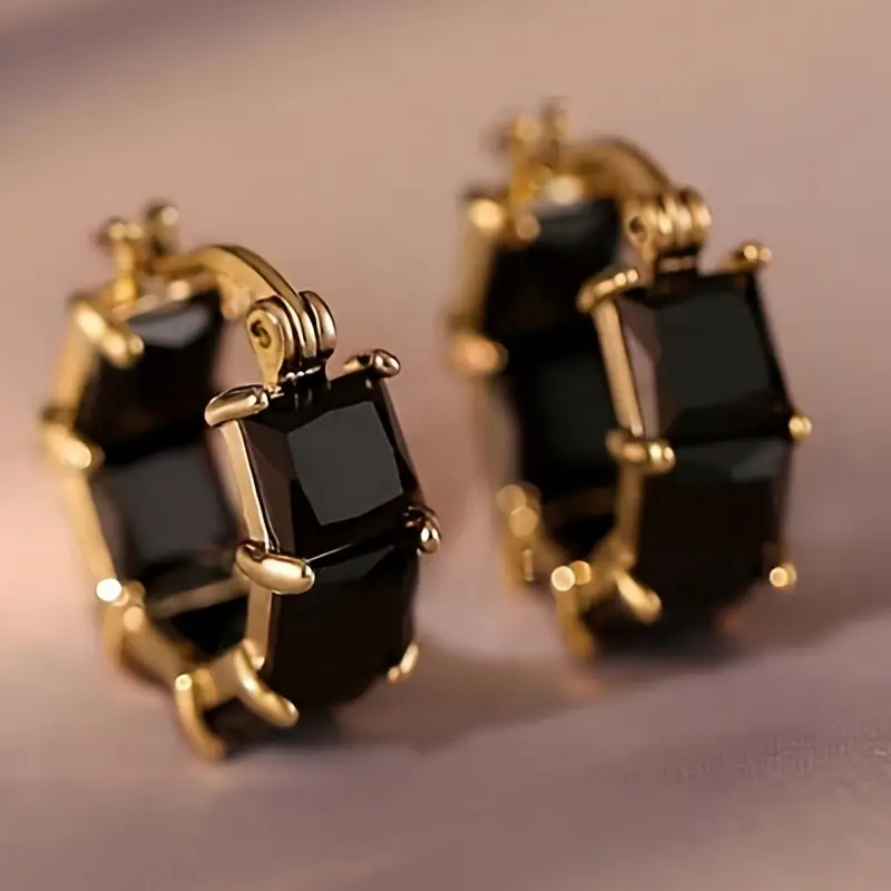 Boucles d'oreilles créoles en cristal noir