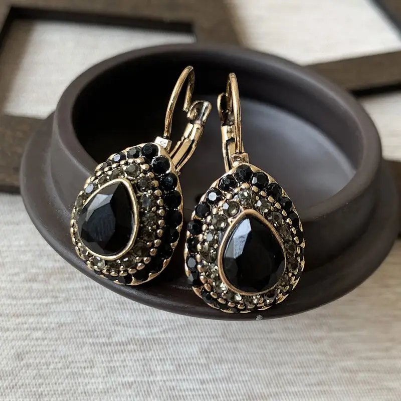 Boucles d'oreilles en cristal Mandala noir
