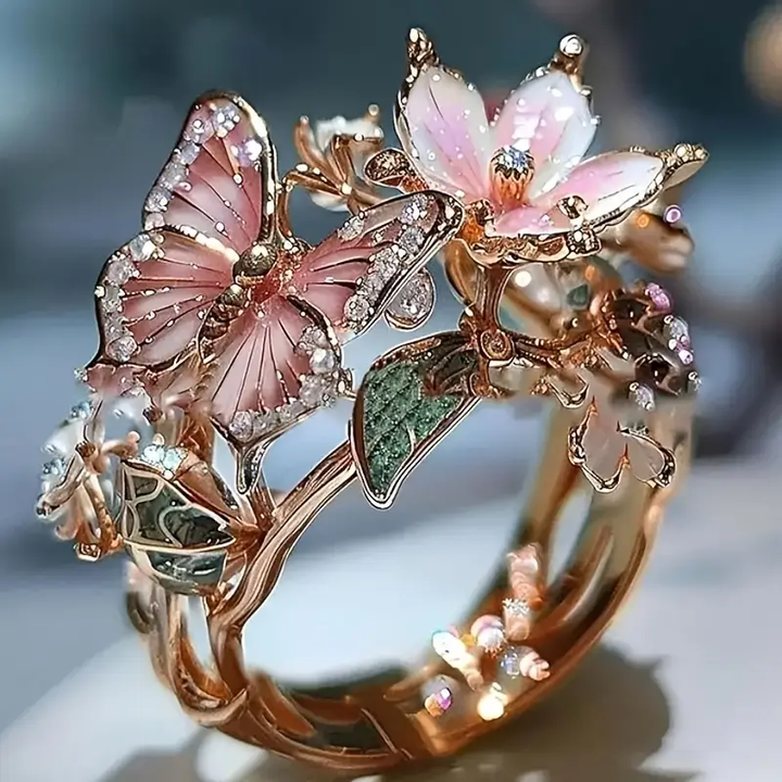 Bague en Zirconium Papillon Naturel Éclatant